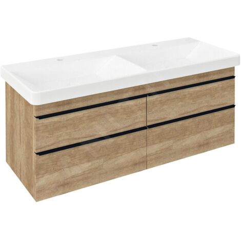 Sapho Sitia - Meuble lavabo 116x50x44 cm, 4 tiroirs, chêne alabama SI120-2222