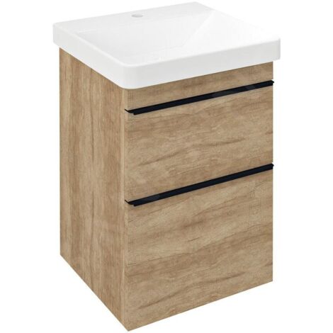Sapho Sitia - Meuble-lavabo 70x46x44 cm, 2 tiroirs, chêne Alabama SI050-2222