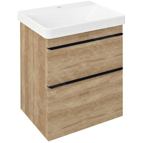 Sapho Sitia - Meuble-lavabo 70x56x44 cm, 2 tiroirs, chêne Alabama SI060-2222