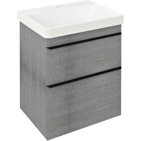 Sapho Sitia - Mobile lavabo 70x56x44 cm, 2 cassetti, rovere argento SI060-1111