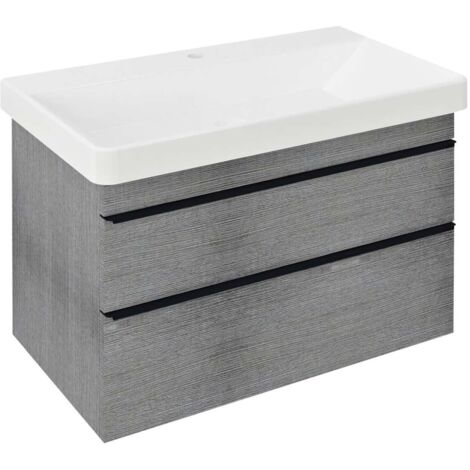 Sapho Sitia - Mobile lavabo 76x50x44 cm, 2 cassetti, rovere argento SI080-1111