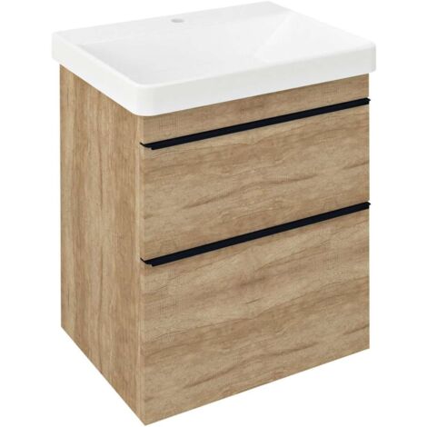 Sapho Sitia - Waschtischunterschrank 70x56x44 cm, 2 Schubladen, Eiche Alabama SI060-2222