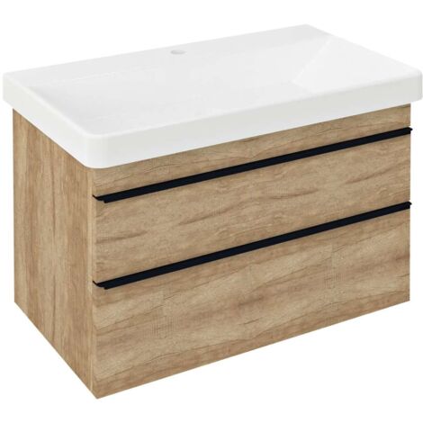 Sapho Sitia - Waschtischunterschrank 76x50x44 cm, 2 Schubladen, Alabama Eiche SI080-2222