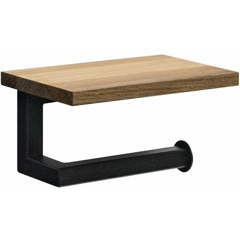Sapho Ska - Porte-papier hygiénique, avec étagère, noir/chêne SKA421