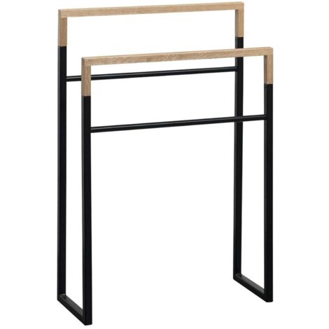 Sapho Ska - Toallero de pie, negro mate/roble SKA308