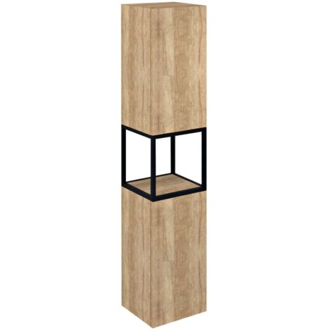 Sapho Skara - Armario alto, 35x171x32 cm, 2 puertas, L/P, negro mate/roble Alabama CG010-2222
