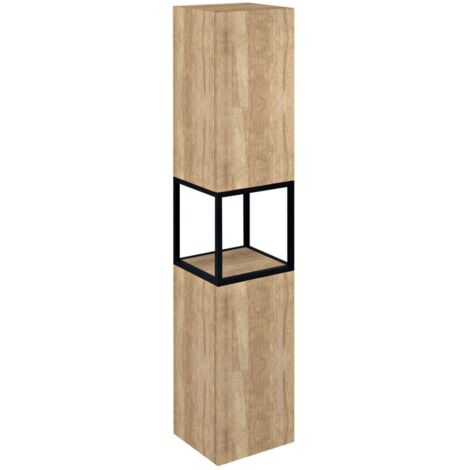 Sapho Skara - Hochschrank, 35x171x32 cm, 2 Türen, L/R, schwarz matt/Eiche Alabama CG010-2222