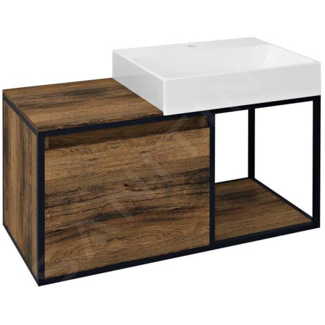Sapho Skara - Meuble lavabo, 1000x495x465 mm, Collingwood chêne/noir mat CG004-1919