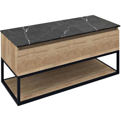 Sapho Skara - Mobiletto da lavabo 100x50x45 cm, 1 cassetto, nero opaco/rovere Alabama CG009-2222