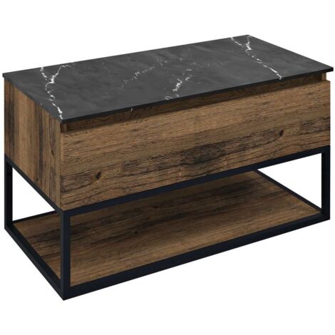 Sapho Skara - Mueble de lavabo 90x50x45 cm, 1 cajón, negro mate/roble Collingwood CG006-1919