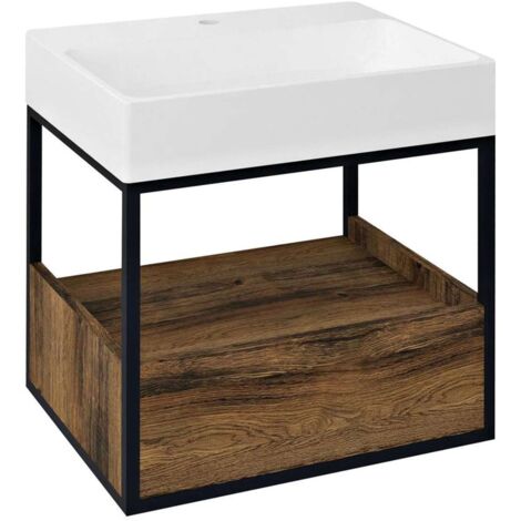 Sapho Skara - Waschtischunterschrank 59x50x47 cm, 1 Auszug, Eiche Collingwood/schwarz matt CG002-1919