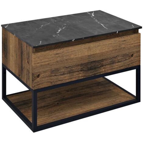 Sapho Skara - Waschtischunterschrank 80x50x45 cm, 1 Schublade, mattschwarz/Eiche Collingwood CG008-1919