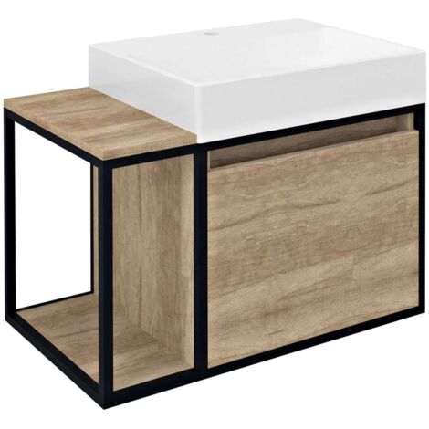 Sapho Skara - Waschtischunterschrank, 80x50x47 cm, Alabama Eiche/schwarz matt CG003-2222