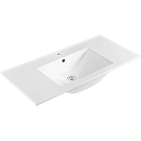 Sapho Slim - Lavabo 101x46 cm, avec trop-plein, trou pour robinetterie, blanc 1601-100