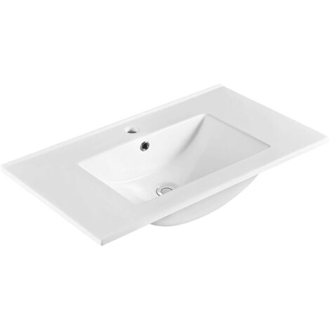Sapho Slim - Lavabo 81x46 cm, avec trop-plein, trou pour robinetterie, blanc 1601-80