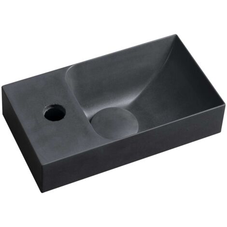 Sapho Small - Handwaschbecken, 31x17 cm, ohne Überlauf, Hahnloch links, Anthrazit PK30016