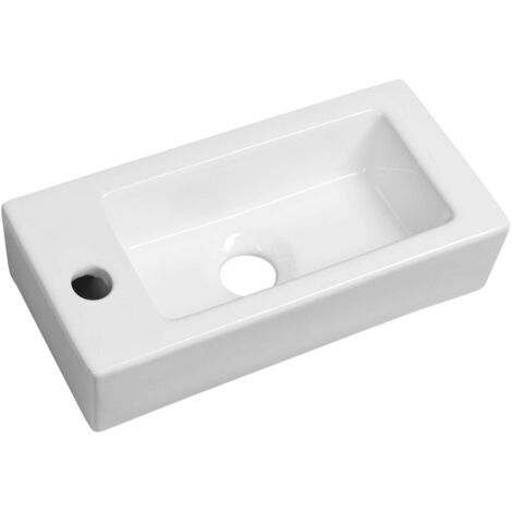 Sapho Small - Handwaschbecken 37x18 cm, ohne Überlauf, Hahnloch links, weiß AR496