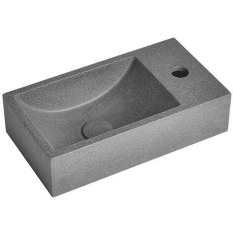 Sapho Small - Lavamanos 40x22 cm,1  orificio para grifo a la derecha, sin rebosadero, negro granito AR409