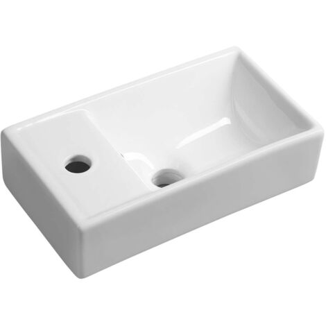 Sapho Small - Lavamanos Minos, 40x22 cm, con rebosadero, orificio para grifo a la izquierda, blanco 4759