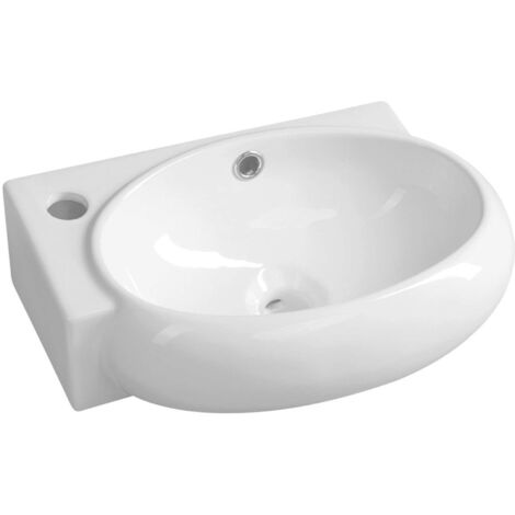 Sapho Small - Lavamanos Ribera, 43x29 cm, con rebosadero, orificio para grifo a la izquierda, blanco AR498