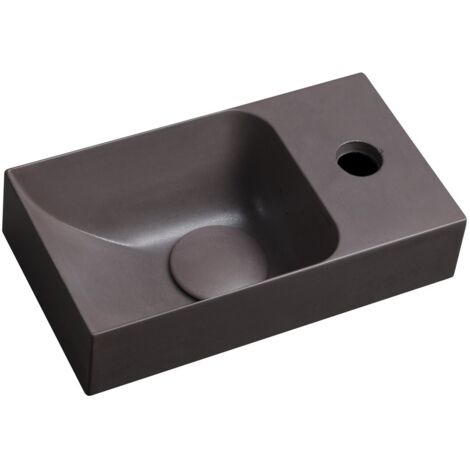 Sapho Small - Lave-mains 31x17 cm, sans trop-plein, trou de robinetterie à droite, brun foncé PK30515