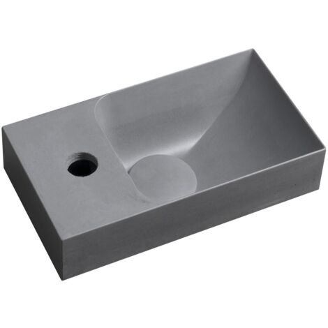 Sapho Small - Lave-mains 31x17 cm, sans trop-plein, trou de robinetterie à gauche, gris PK30017