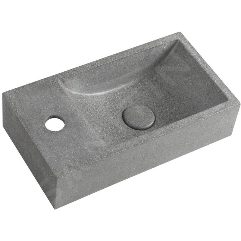 Sapho - Small - Lave-mains 400x220 mm, sans trop-plein, un trou de robinetterie à droite, granite noir AR403