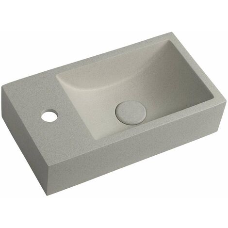 Sapho Small - Lave-mains Crest, 40x22 cm, avec un trou pour robinet à gauche, nanocouche, grèse blanc AR410
