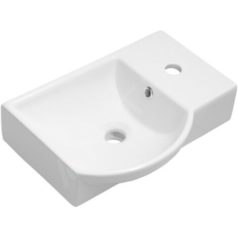 Sapho Small - Lave-mains Litos 450x320 mm, avec un trou pour mitigeur à droite, avec trop-plein, blanc 4079