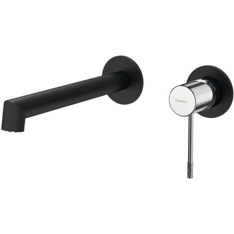 Sapho Solaris - Grifo de lavabo para instalación empotrada, instalación de 2 orificios, con cuerpo, negro mate/cromo WD008BC