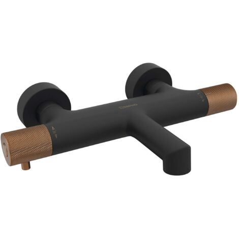 Sapho Solaris - Grifo termostático de bañera, negro mate/cobre WD010PG