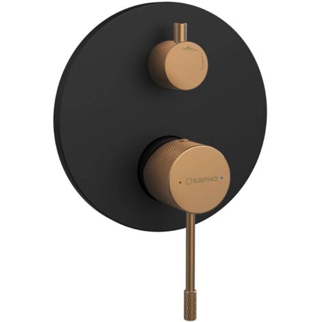 Sapho Solaris - Miscelatore da incasso per 2 utenze, con corpo, nero opaco/rame opaco WD042PG