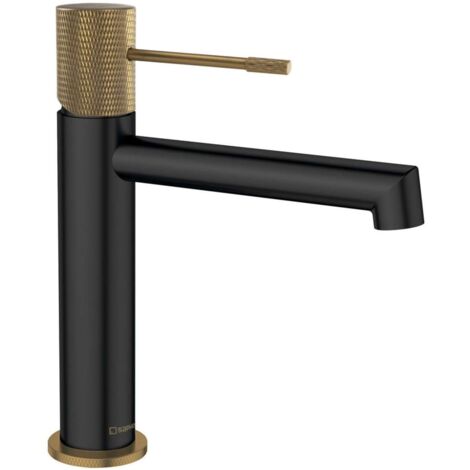 Sapho Solaris - Miscelatore da lavabo, nero opaco/color oro WD002G
