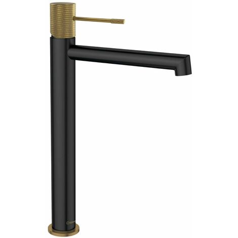 Sapho Solaris - Miscelatore da lavabo, nero opaco/color oro WD006G