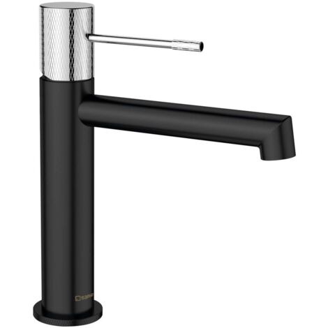Sapho Solaris - Miscelatore per lavabo, nero opaco/cromo WD002BC