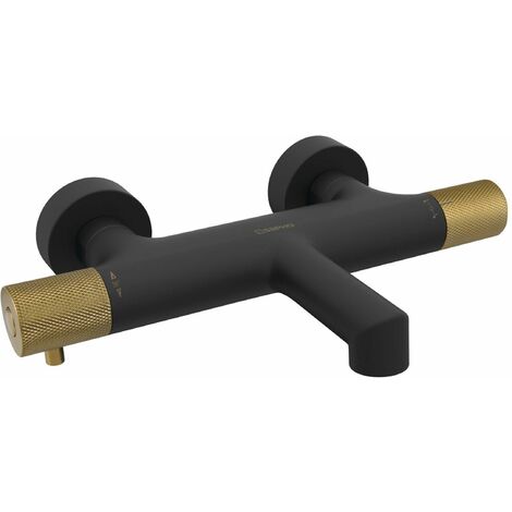 Sapho Solaris - Mitigeur thermostatique de baignoire, noir mat/doré WD010G