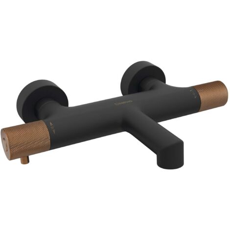 Sapho Solaris - Thermostat-Badewannenarmatur, schwarz matt/Kupfer WD010PG