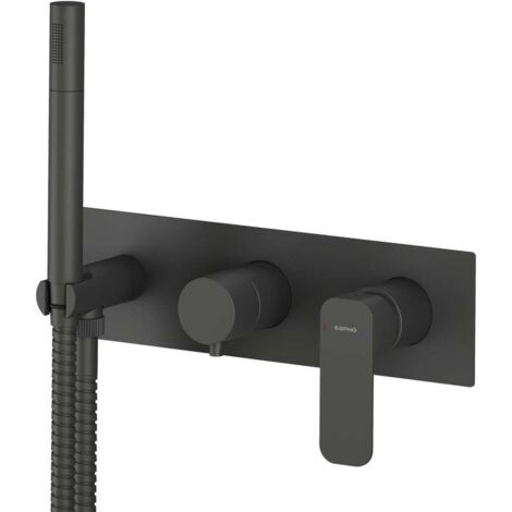 Sapho Spy - Grifo empotrado para 2 dispositivos, con cuerpo de montaje, negro mate PY52/15