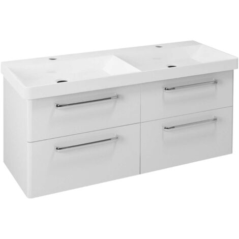 Sapho Theia - Armario bajo el lavabo doble 116x50x44 cm, 4 cajones, blanco TH120-3030