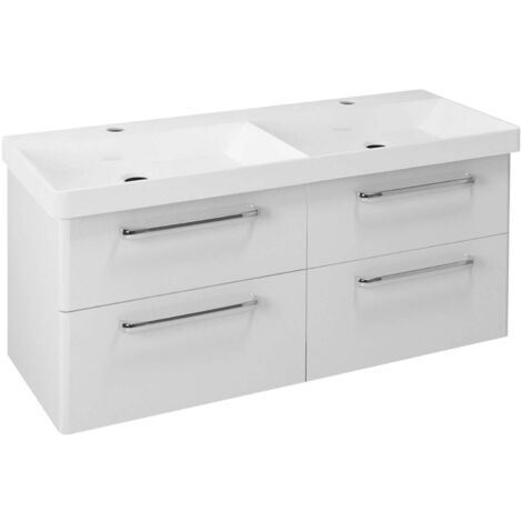 Sapho Theia - Mobiletto sottolavabo doppio 116x50x44 cm, 4 cassetti, bianco TH120-3030
