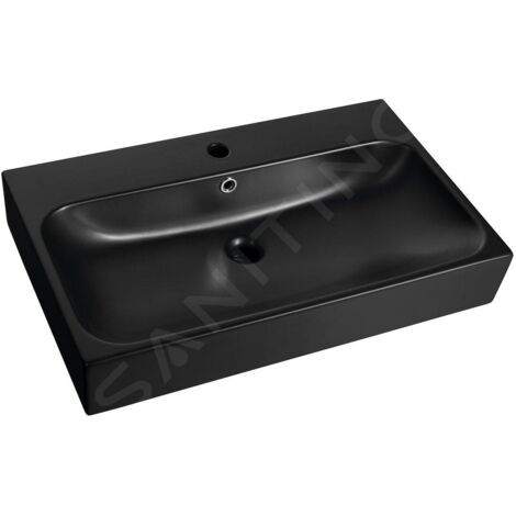 Sapho Toridi - Lavabo 76 x 47 cm, avec trop-plein, trou pour robinet, noir mat TU0226B