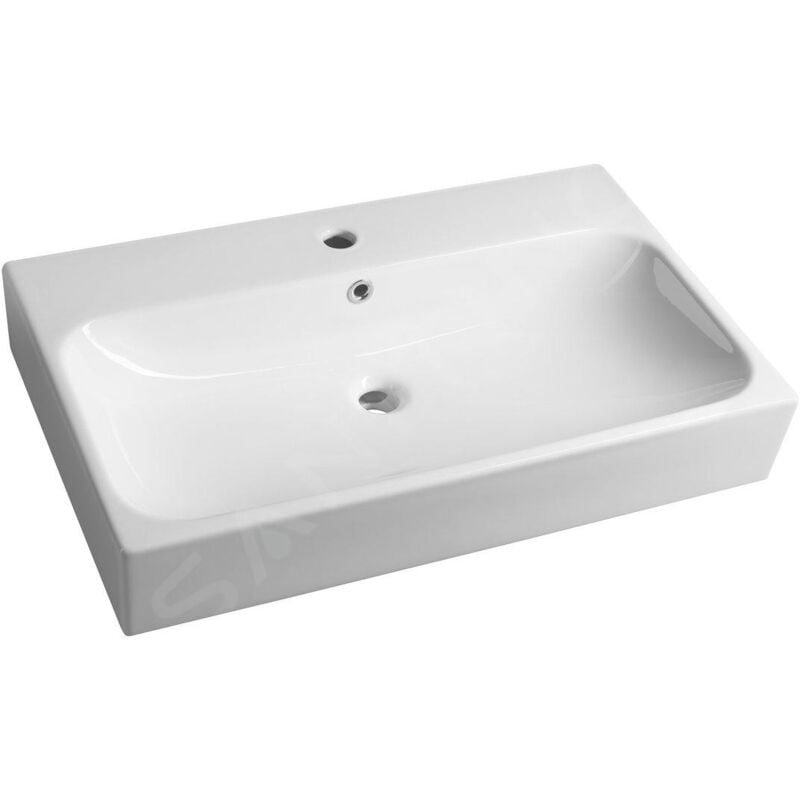 Toridi - Lavabo 76x47 cm, avec trop-plein, trou pour robinetterie, blanc TU0226 - Sapho