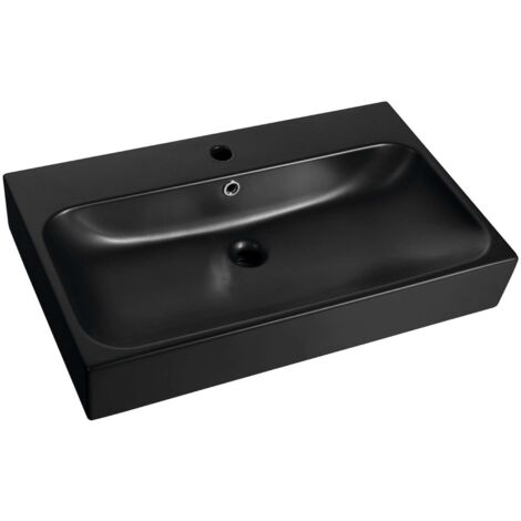 Sapho Toridi - Lavabo 76x47 cm, con troppopieno, foro per rubinetto, nero opaco TU0226B