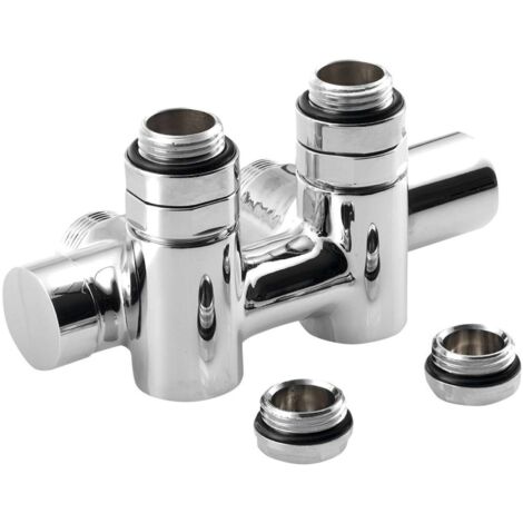 Sapho Twin Combi - Kit de conexión de válvulas para conexión central, variante derecha, paso 50 mm, cromo CP461S