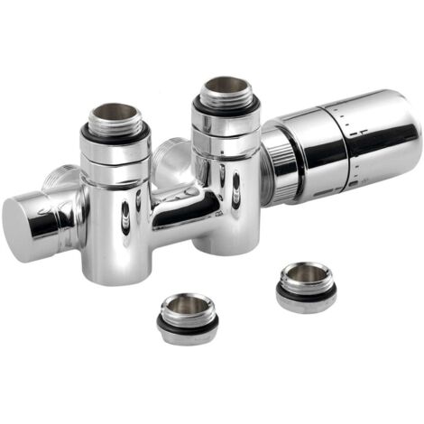 Sapho Twin Combi - kit termostático de válvulas de conexión central, paso 50 mm, derecha, cromo CP5010S