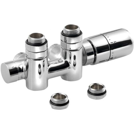 Sapho Twin Combi - Set di collegamento per valvole termostatiche, attacco centrale 50 mm, destro, cromo CP5010S