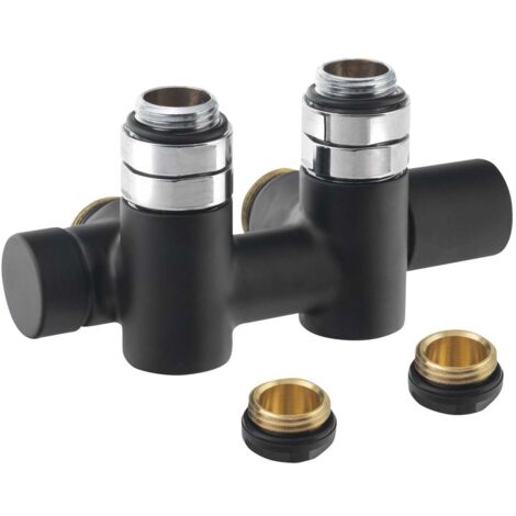 Sapho Twin Combi - Set di valvole di connessione per attacco centrale, dx, interasse 50 mm, nero opaco CP461BS