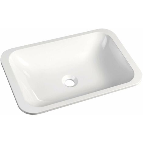 Sapho – Vasque à encastrer 550x360 mm sans trop-plein – Marbre artificiel blanc – Installation sur ou sous plan – 50135