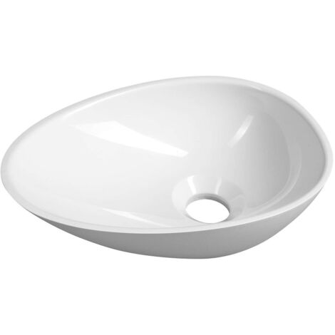 Sapho – Vasque à poser ovale 32x22cm en marbre blanc – Sans trop-plein – Pour installation sur plan – KE320