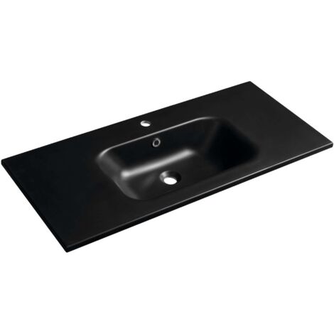 Sapho Waschtische und Waschbecken - Waschtisch, 46x101 cm, mit Überlauf, Hahnloch, schwarz SD101B